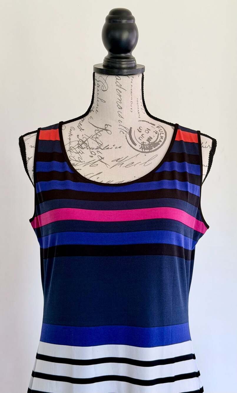 Calvin Klein Sleeveless Multi-Colored Striped Tank Dress - Picture 8 of 10